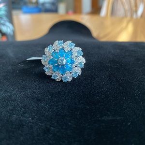 Blue Neon Apatite Sterling Silver Ring 4.14ctw